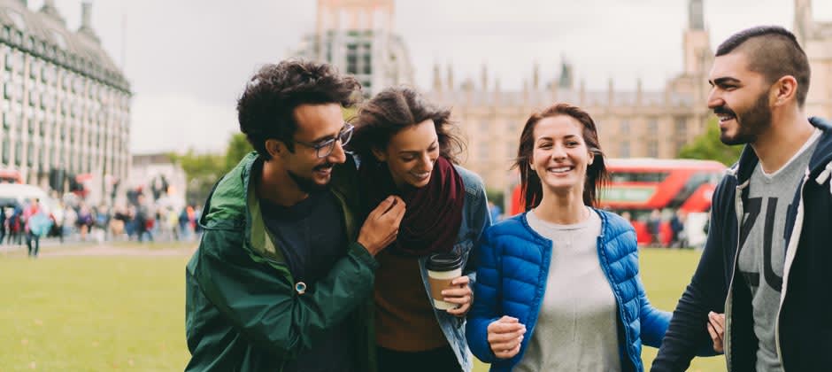 Students hanging out in London