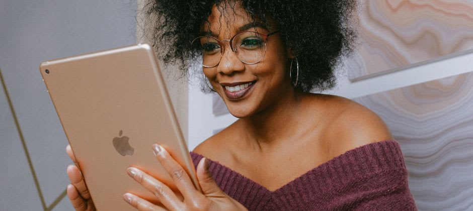 Woman holding an iPad